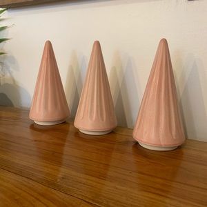 Set of 3 ceramic pink Christmas trees
